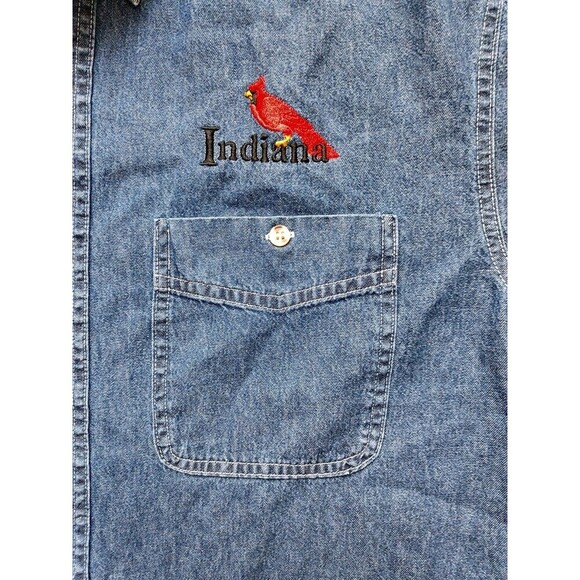 Indiana Cardinal  Button Up Shirt Men's Small  Blue Short Sleeve - Picture 2 of 7